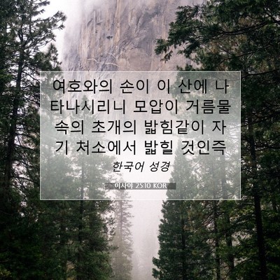 Picture 07 - 이사야 25:10 KOR - 여호와의 손이 이 산에 나타나시리니 - Bible Verse Picture