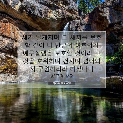 Picture 07 - 이사야 31:5 KOR - 새가 날개치며 그 새끼를 보호함 - Bible Verse Picture