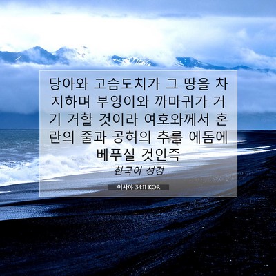 Picture 07 - 이사야 34:11 KOR - 당아와 고슴도치가 그 땅을 차지하며 - Bible Verse Picture