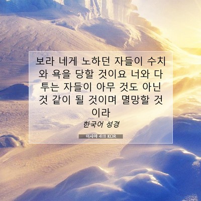 Picture 07 - 이사야 41:11 KOR - 보라 네게 노하던 자들이 수치와 - Bible Verse Picture