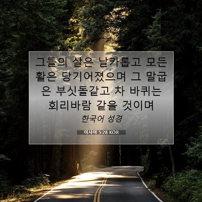 Picture 07 - 이사야 5:28 KOR - 그들의 살은 날카롭고 모든 활은 - Bible Verse Picture