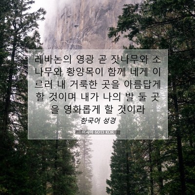 Picture 07 - 이사야 60:13 KOR - 레바논의 영광 곧 잣나무와 소나무와 - Bible Verse Picture