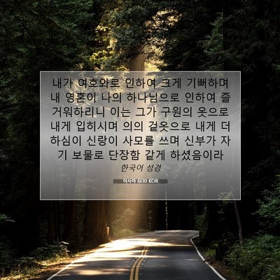 Picture 07 - 이사야 61:10 KOR - 내가 여호와로 인하여 크게 기뻐하며 - Bible Verse Picture