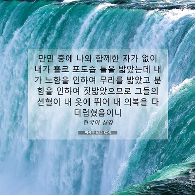 Picture 07 - 이사야 63:3 KOR - 만민 중에 나와 함께한 자가 없이 - Bible Verse Picture