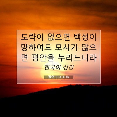 Picture 07 - 잠언 11:14 KOR - 도략이 없으면 백성이 망하여도 - Bible Verse Picture