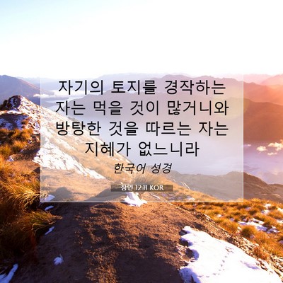 Picture 07 - 잠언 12:11 KOR - 자기의 토지를 경작하는 자는 먹을 - Bible Verse Picture