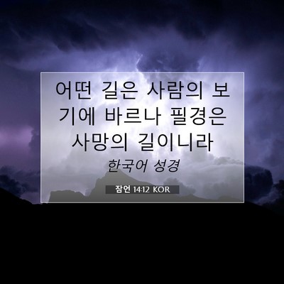 Picture 07 - 잠언 14:12 KOR - 어떤 길은 사람의 보기에 바르나 - Bible Verse Picture