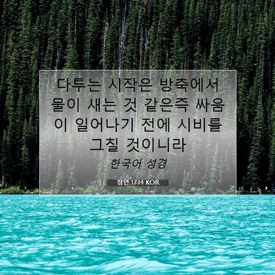 Picture 07 - 잠언 17:14 KOR - 다투는 시작은 방축에서 물이 새는 - Bible Verse Picture