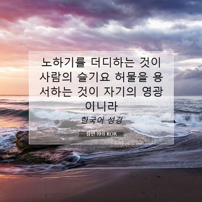 Picture 07 - 잠언 19:11 KOR - 노하기를 더디하는 것이 사람의 - Bible Verse Picture