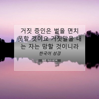 Picture 07 - 잠언 19:9 KOR - 거짓 증인은 벌을 면치 못할 것이요 - Bible Verse Picture