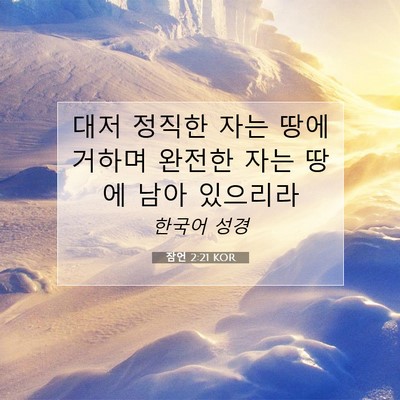 Picture 07 - 잠언 2:21 KOR - 대저 정직한 자는 땅에 거하며 - Bible Verse Picture