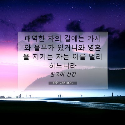 Picture 07 - 잠언 22:5 KOR - 패역한 자의 길에는 가시와 올무가 - Bible Verse Picture