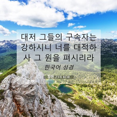Picture 07 - 잠언 23:11 KOR - 대저 그들의 구속자는 강하시니 너를 - Bible Verse Picture
