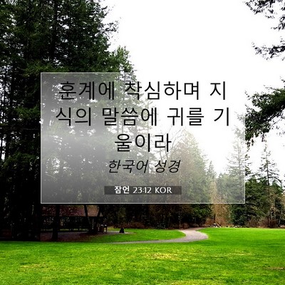 Picture 07 - 잠언 23:12 KOR - 훈계에 착심하며 지식의 말씀에 귀를 - Bible Verse Picture