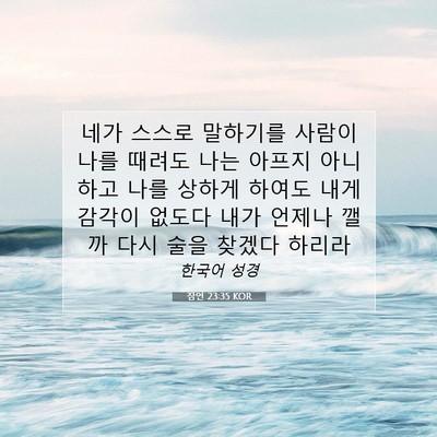 Picture 07 - 잠언 23:35 KOR - 네가 스스로 말하기를 사람이 나를 - Bible Verse Picture