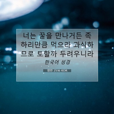 Picture 07 - 잠언 25:16 KOR - 너는 꿀을 만나거든 족하리만큼 - Bible Verse Picture