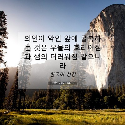 Picture 07 - 잠언 25:26 KOR - 의인이 악인 앞에 굴복하는 것은 - Bible Verse Picture