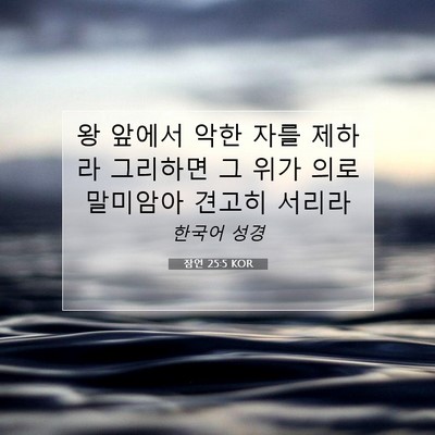 Picture 07 - 잠언 25:5 KOR - 왕 앞에서 악한 자를 제하라 - Bible Verse Picture