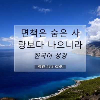 Picture 07 - 잠언 27:5 KOR - 면책은 숨은 사랑보다 - Bible Verse Picture