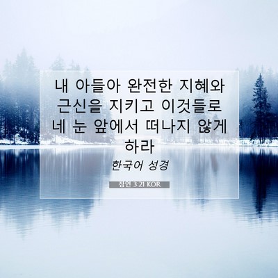 Picture 07 - 잠언 3:21 KOR - 내 아들아 완전한 지혜와 근신을 - Bible Verse Picture