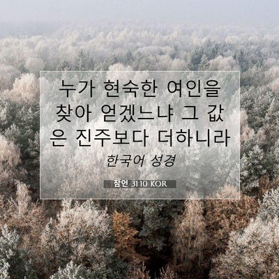 Picture 07 - 잠언 31:10 KOR - 누가 현숙한 여인을 찾아 얻겠느냐 - Bible Verse Picture