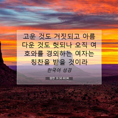 Picture 07 - 잠언 31:30 KOR - 고운 것도 거짓되고 아름다운 것도 - Bible Verse Picture