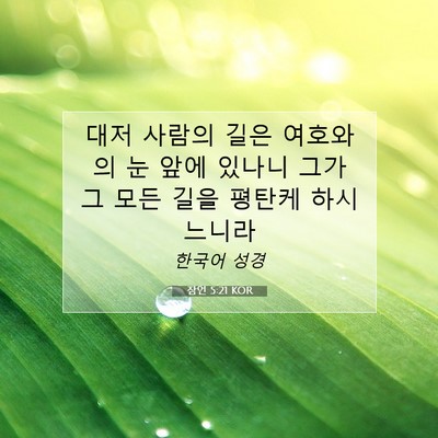 Picture 07 - 잠언 5:21 KOR - 대저 사람의 길은 여호와의 눈 앞에 - Bible Verse Picture