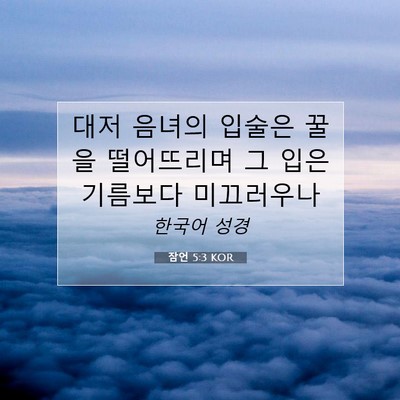 Picture 07 - 잠언 5:3 KOR - 대저 음녀의 입술은 꿀을 떨어뜨리며 - Bible Verse Picture