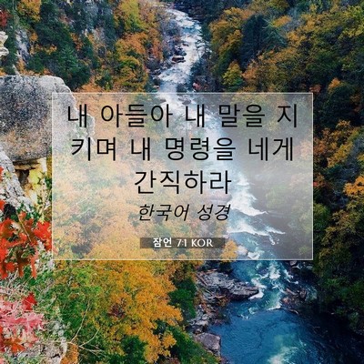 Picture 07 - 잠언 7:1 KOR - 내 아들아 내 말을 지키며 내 명령을 - Bible Verse Picture