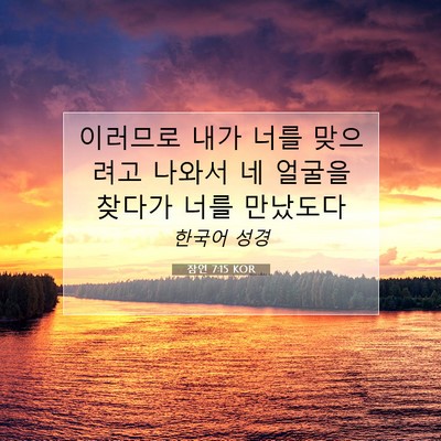 Picture 07 - 잠언 7:15 KOR - 이러므로 내가 너를 맞으려고 나와서 - Bible Verse Picture