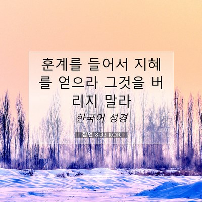 Picture 07 - 잠언 8:33 KOR - 훈계를 들어서 지혜를 얻으라 그것을 - Bible Verse Picture