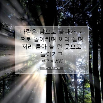 Picture 07 - 전도서 1:6 KOR - 바람은 남으로 불다가 북으로 - Bible Verse Picture