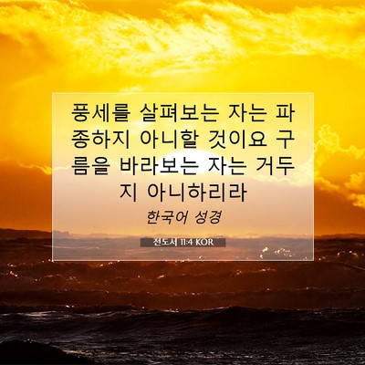 Picture 07 - 전도서 11:4 KOR - 풍세를 살펴보는 자는 파종하지 - Bible Verse Picture