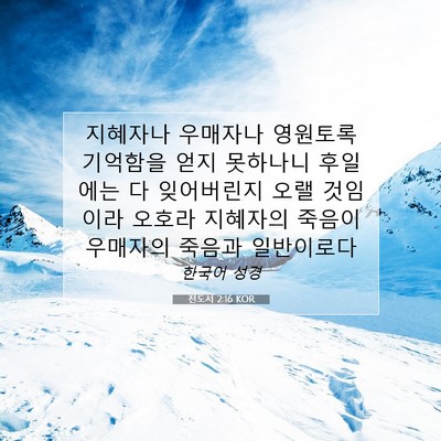 Picture 07 - 전도서 2:16 KOR - 지혜자나 우매자나 영원토록 - Bible Verse Picture