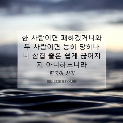 Picture 07 - 전도서 4:12 KOR - 한 사람이면 패하겠거니와 두 - Bible Verse Picture