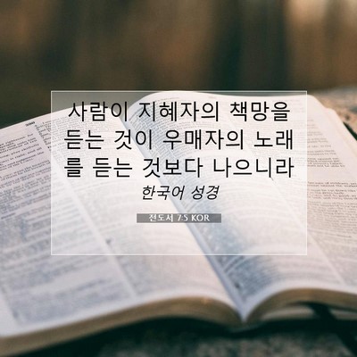 Picture 07 - 전도서 7:5 KOR - 사람이 지혜자의 책망을 듣는 것이 - Bible Verse Picture