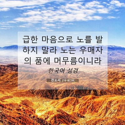 Picture 07 - 전도서 7:9 KOR - 급한 마음으로 노를 발하지 말라 - Bible Verse Picture