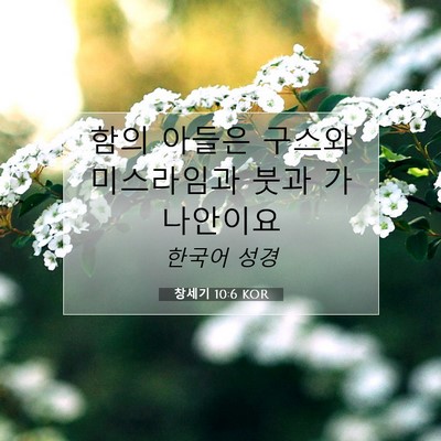 Picture 07 - 창세기 10:6 KOR - 함의 아들은 구스와 미스라임과 붓과 - Bible Verse Picture