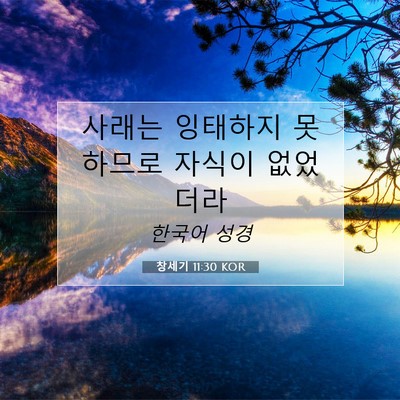 Picture 07 - 창세기 11:30 KOR - 사래는 잉태하지 못하므로 자식이 - Bible Verse Picture