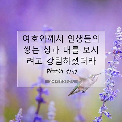 Picture 07 - 창세기 11:5 KOR - 여호와께서 인생들의 쌓는 성과 대를 - Bible Verse Picture