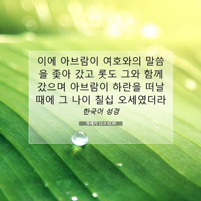 Picture 07 - 창세기 12:4 KOR - 이에 아브람이 여호와의 말씀을 좇아 - Bible Verse Picture