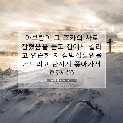Picture 07 - 창세기 14:14 KOR - 아브람이 그 조카의 사로 잡혔음을 - Bible Verse Picture