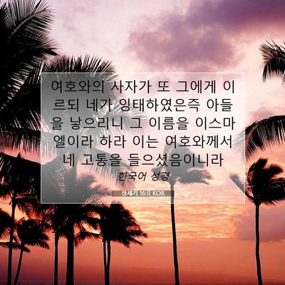 Picture 07 - 창세기 16:11 KOR - 여호와의 사자가 또 그에게 이르되 - Bible Verse Picture