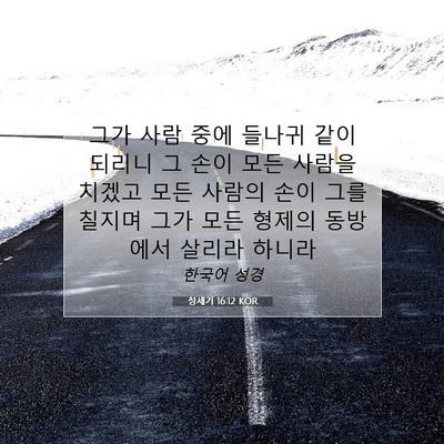 Picture 07 - 창세기 16:12 KOR - 그가 사람 중에 들나귀 같이 되리니 - Bible Verse Picture