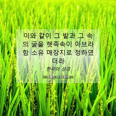 Picture 07 - 창세기 23:20 KOR - 이와 같이 그 밭과 그 속의 굴을 - Bible Verse Picture