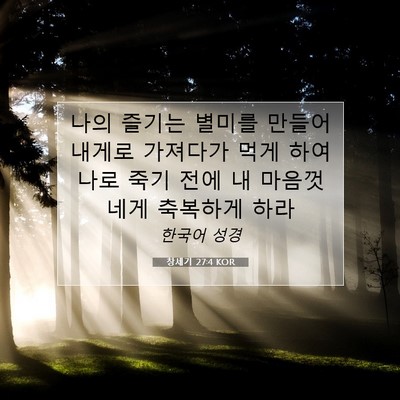 Picture 07 - 창세기 27:4 KOR - 나의 즐기는 별미를 만들어 내게로 - Bible Verse Picture