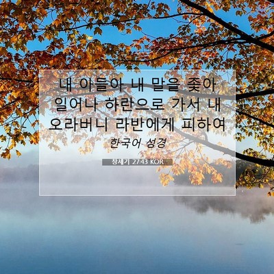 Picture 07 - 창세기 27:43 KOR - 내 아들아 내 말을 좇아 일어나 - Bible Verse Picture