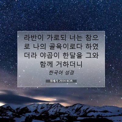Picture 07 - 창세기 29:14 KOR - 라반이 가로되 너는 참으로 나의 - Bible Verse Picture