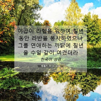 Picture 07 - 창세기 29:20 KOR - 야곱이 라헬을 위하여 칠년 동안 - Bible Verse Picture