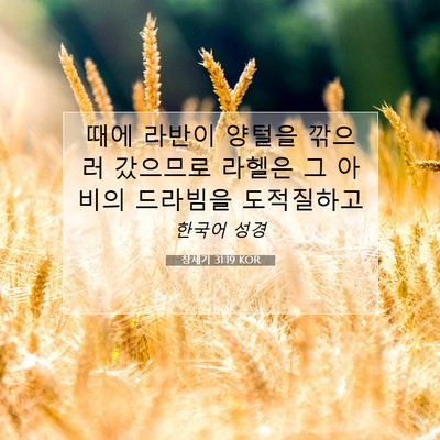 Picture 07 - 창세기 31:19 KOR - 때에 라반이 양털을 깎으러 갔으므로 - Bible Verse Picture